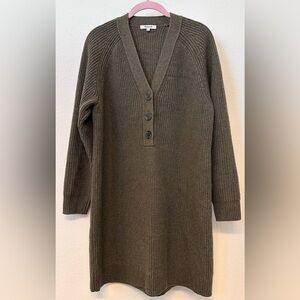 Madewell Merino Wool Blend Sweater Dress Tunic Olive Size M Soft Utilitarian